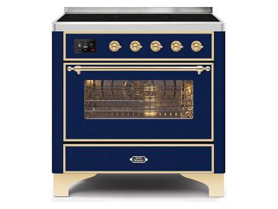 36" ILVE Majestic II Electric Range with Brass Trim in Blue - UMI09NS3MBG