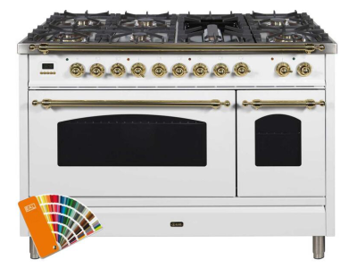 48" ILVE Nostalgie Collection Dual Fuel Range in Custom RAL with Brass Trim - UPN120FDMPRALLP