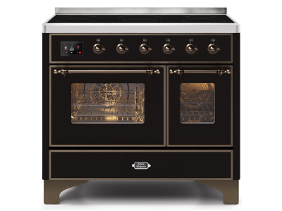 40" ILVE Majestic II Electric Freestanding Range with Bronze Trim in Glossy Black - UMDI10NS3BKB