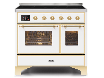 40" ILVE Majestic II Electric Freestanding Range in  White Color with Brass Trim - UMDI10NS3WHG