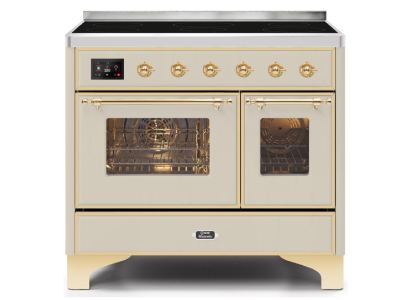 40" ILVE Majestic II Electric Freestanding Range in Antique White Color with Brass Trim - UMDI10NS3AWG