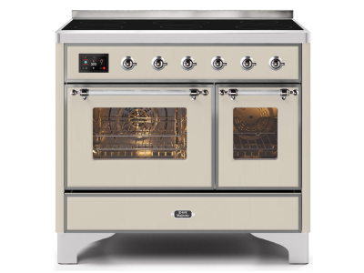 40" ILVE Majestic II Electric Freestanding Range with Chrome Trim in Antique White - UMDI10NS3AWC