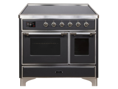 40" ILVE Majestic II Electric Freestanding Range with Chrome Trim in Matte Graphite - UMDI10NS3MGC