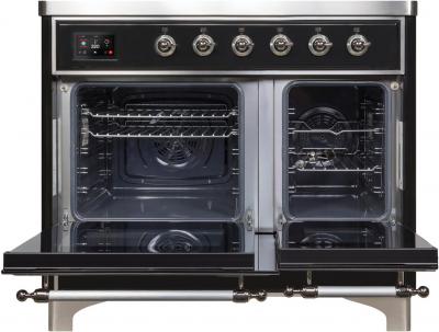 40" ILVE Majestic II Electric Freestanding Range with Chrome Trim in Glossy Black - UMDI10NS3BKC