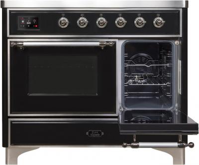 40" ILVE Majestic II Electric Freestanding Range with Chrome Trim in Glossy Black - UMDI10NS3BKC