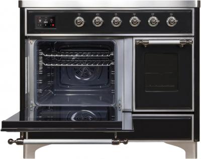 40" ILVE Majestic II Electric Freestanding Range with Chrome Trim in Glossy Black - UMDI10NS3BKC