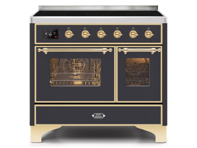 40" ILVE Majestic II Electric Freestanding Range in Matte Graphite with Brass Trim - UMDI10NS3MGG