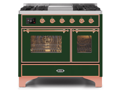 40" ILVE Majestic II Dual Fuel Range with Copper Trim in Emerald Green - UMD10FDNS3EGP-LP