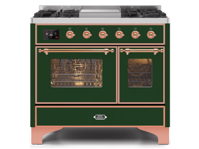 40" ILVE Majestic II Dual Fuel Range with Copper Trim in Emerald Green - UMD10FDNS3EGP-NG