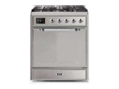 30" ILVE Majestic II Dual Fuel Liquid Propane Freestanding Range with Chrome Trim in Stainless Steel  -  UM30DQNE3/SSC LP