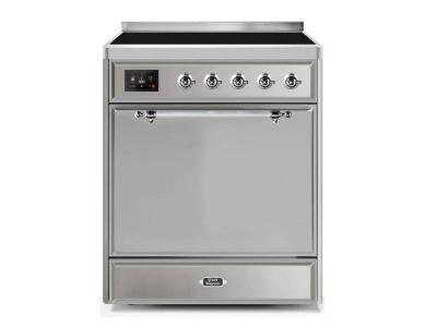 30" ILVE Majestic II Electric  Freestanding Range with Chrome Trim in Stainless Steel - UMI30QNE3/SSC