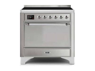 36" ILVE Majestic II Electric  Freestanding Range with Chrome Trim in Stainless Steel  - UMI09QNS3/SSC