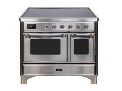 40" ILVE Majestic II Electric  Freestanding Range with Chrome Trim  in Stainless Steel - UMDI10NS3/SSC