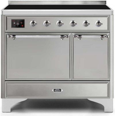 40" ILVE Majestic II Electric  Freestanding Range with Chrome Trim in Stainless Steel - UMDI10QNS3/SSC