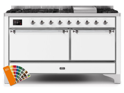 60" ILVE 5.02 Cu. Ft. Majestic II Dual Fuel Liquid Propane Range in Custom RAL Color with Bronze Trim - UM15FDQNS3/RALB LP