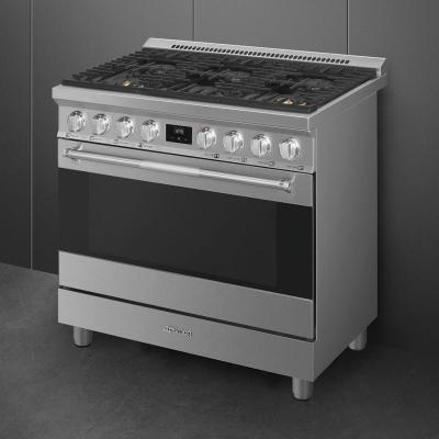 36" SMEG Freestanding Professional Dual Fuel Range in Stainless Steel - SPR36UGMX