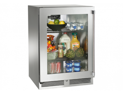 24" Perlick Indoor Signature Series Left-Hinge Undercounter Refrigerator in Stainless Steel Glass Door - HP24RS43L