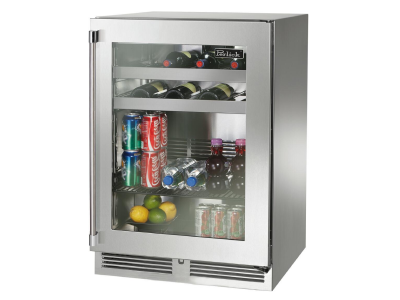 24" Perlick Indoor Signature Series Right-Hinge Beverage Center in Stainless Steel Glass Door - HP24BS43RL