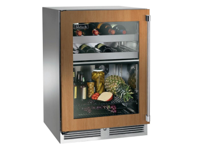 24" Perlick Indoor Signature Series Left-Hinge Dual-Zone Wine Refrigerator in Panel Ready Glass Door - HP24CS44LL