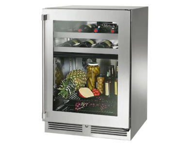 24" Perlick Indoor Signature Series Right-Hinge Dual-Zone Wine Refrigerator in Stainless Steel Glass Door - HP24CS43RL