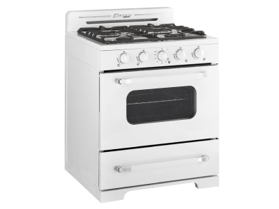 30" Unique Off-Grid Classic Retro 3.9 Cu. Ft. Propane Gas Range with Battery Ignition in Marshmallow White - UGP-30CR OF1 W