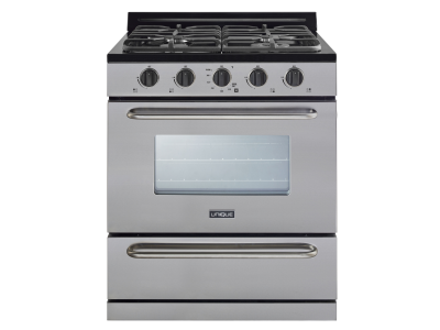 30" Unique Off-Grid Classic 3.9 Cu. Ft. Stainless Steel Propane Gas Range with Battery Ignition - UGP-30G OF2 S/S