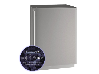 24" U-Line 5 Class Series Compact Refrigerator Stainless Solid with Brightshield - UHRE524-SS81A