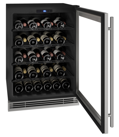 24" U-Line Wine Refrigerator with 5.7 Cu. Ft. Capacity and Stainless Frame Finish - UHWC024-SG01A