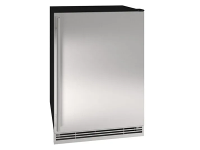 24" U-Line Compact Refrigerator with 5.7 Cu. Ft. Capacity and Stainless solid Brightshield - UHRE124-SS81A
