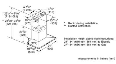 24" Bosch Wall Mount Pyramid Style Canopy Hood With 300 CFM - HCP34E52UC