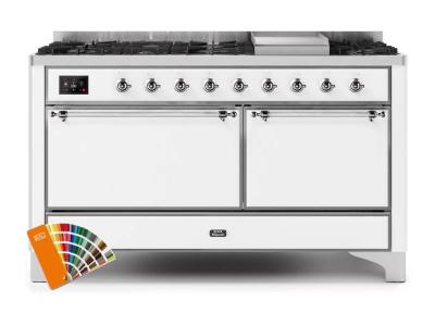 60" ILVE Majestic II Dual Fuel Liquid Propane Freestanding Range with Chrome Trim in Custom RAL - UM15FDQNS3/RALC LP