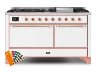 60" ILVE Majestic II Dual Fuel Liquid Propane Range with Copper Trim in Custom Ral - UM15FDQNS3/RALP LP