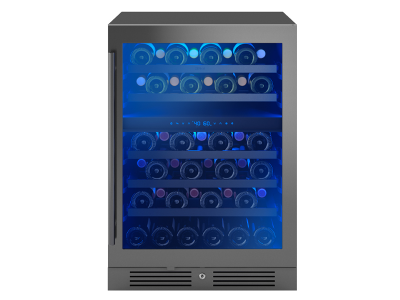 24" Zephyr 5.2 Cu. Ft. Dual Zone Wine Cooler in Black Stainless Glass - PRW24C02CBSG