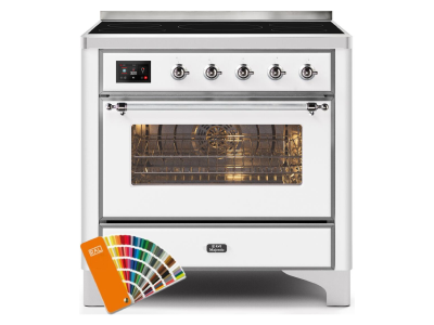 36" ILVE 3.5 Cu. Ft. Majestic II Electric Freestanding Range in Custom RAL Color with Chrome Trim - UMI09NS3/RALC