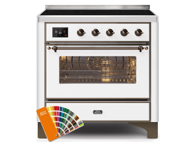36" ILVE 3.5 Cu. Ft. Majestic II Electric Freestanding Range in Custom RAL Color with Bronze Trim - UMI09NS3/RALB