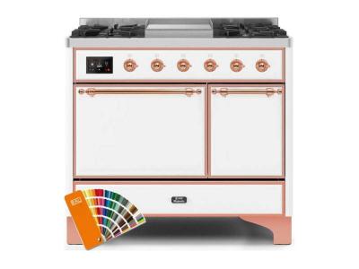 40" ILVE Majestic II Dual Fuel Range with Copper Trim in Custom Ral - UMD10FDQNS3/RALP NG