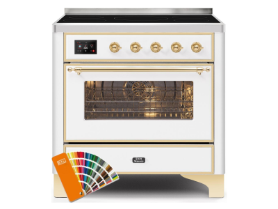 36" ILVE 3.5 Cu. Ft. Majestic II Electric Freestanding Range in Custom RAL Color with Brass Trim - UMI09NS3/RALG