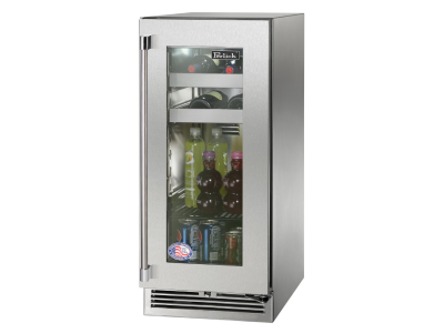 15" Perlick Marine and Coastal Signature Series Right-Hinge Refrigerator in Stainless Steel Glass Door with Door Lock - HP15RM43RL