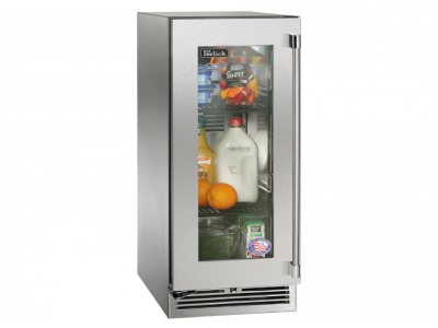 15" Perlick Marine and Coastal Signature Series Left-Hinge Refrigerator in Stainless Steel Glass Door - HP15RM43L