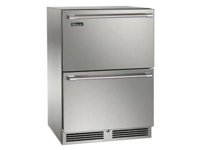 24" Perlick Marine and Coastal Signature Series Dual-Zone Refrigerator/Freezer Stainless Steel Drawers with Door Lock - HP24ZM45DL