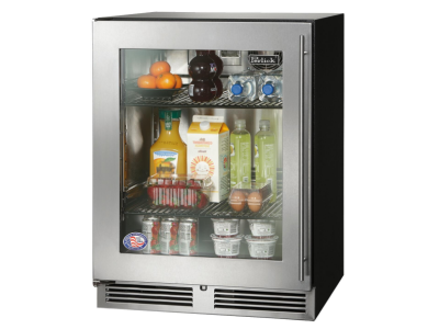24" Perlick ADA Height Compliant Indoor Left-Hinge Refrigerator with Lock in Stainless Steel Glass Door - HA24RB43LL