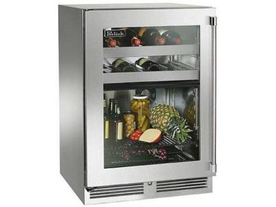 24" Perlick Marine Signature Series Dual Zone Wine/Refrigerator Stainless Steel Glass Door - HP24CM43LL