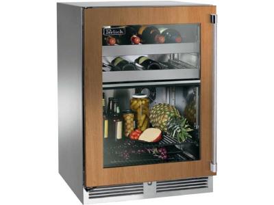 24" Perlick Marine Signature Series Dual Zone Wine/Refrigerator Panel Ready Glass Door - HP24CM44LL