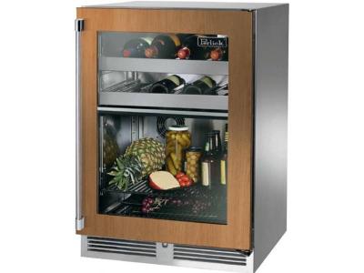 24" Perlick Marine Signature Series Dual Zone Wine/Refrigerator Panel Ready Glass Door - HP24CM44RL