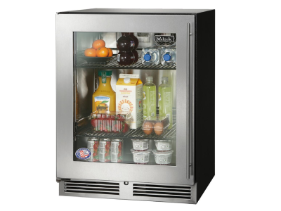 24" Perlick ADA Height Compliant Indoor Left-Hinge Refrigerator in Stainless Steel Glass Door - HA24RB43L