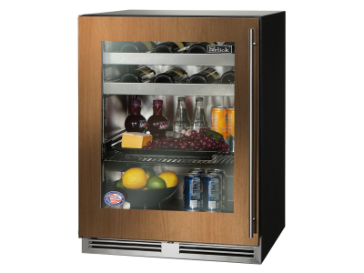 24" Perlick Indoor ADA Height Left-Hinge Compliant Beverage Center in Panel Ready Glass Door with Door Lock - HA24BB44LL