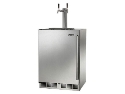 24" Perlick Indoor C-Series Left-Hinge Beverage Dispenser in Solid Stainless Steel Door with 2 Faucet - HC24TB41L2