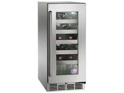 15" Perlick Indoor Signature Series Wine Reserve Stainless Steel Glass Door -  HP15WS43R