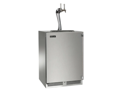 24" Perlick Signature Adara Series Left-Hinge Two Tap Beverage Dispenser with Lock in Stainless Steel - HP24TS41LL2A