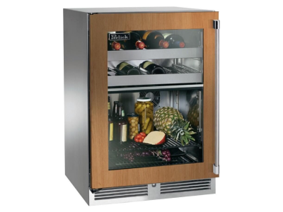 24" Perlick Indoor Signature Series Left-Hinge Dual-Zone Refrigerator/Wine Reserve in Panel Ready Glass Door - HP24CS44L